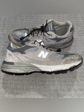 New Balance USA 993 Men's Size 13 Wide 2E Shoes Gray White Athletic Low Sneakers